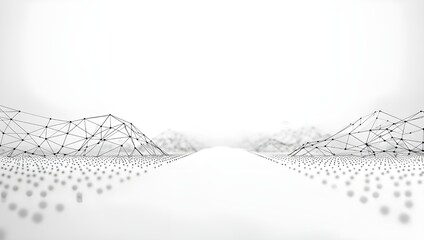 Poster - White background with a polygon mesh grid.