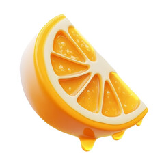 slice of orange 3d render icon isolated on transparent background cutout