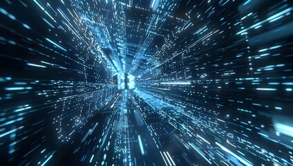 Poster - Digital background featuring dark blue and white, glowing data lines.