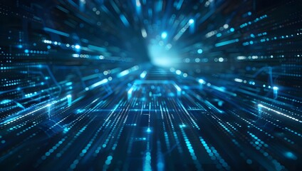 Poster - Digital background featuring dark blue and white, glowing data lines.