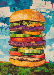 Wall Mural - Giant Burger Painting.