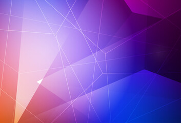 Poster - light blue, red vector background with triangles.