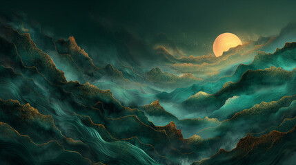 Wall Mural - a sun is setting over a large body of water