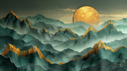 Wall Mural - a sun is setting over a large body of water