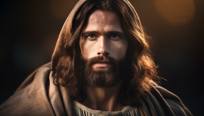 Wall Mural - a close-up portrait of Jesus Christ 