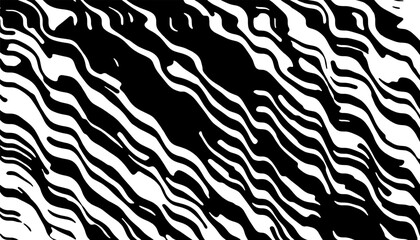 Poster - Black and white abstract dynamic pattern. Fluid contour abstract background. Vector Format Illustration 