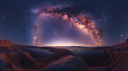 Wall Mural - a beautiful blue and orange galaxy with many stars