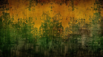 abstract dark grunge background with shades of green gold