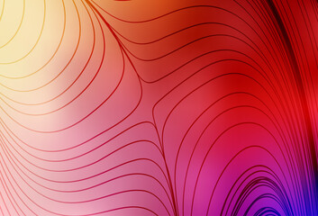 Poster - Light Red, Yellow vector layout with curved lines.