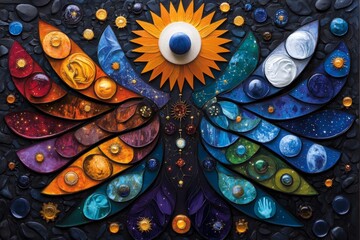 Wall Mural - zodiac signs as tarot archetypes, captured in an artwork where each zodiac sign is associated with a