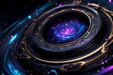 Wall Mural - zodiac signs in a cosmic portal, illustrated in a scene where each zodiac sign is a gateway to anoth