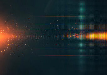 A digital background with a dark teal and orange gradient, featuring subtle grid lines and pixelated elements, creating an abstract, tech-inspired atmosphere for your design projects