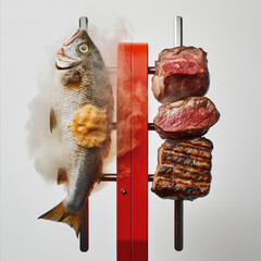 Poster - Grilled Fish & Steak.