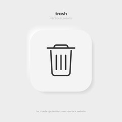 Aufkleber - Flat trash, delete, recycle, cleaning, clean, erase, cross vector icon, symbol, sign, emblem, button, push button on white background for UI UX, website, mobile app.