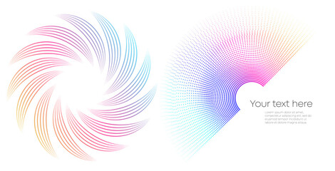 Poster - Design elements. Wave of many purple lines circle ring. Abstract vertical wavy stripes on white background isolated. Vector illustration EPS 10