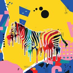 Canvas Print - Colorful vector zebra	