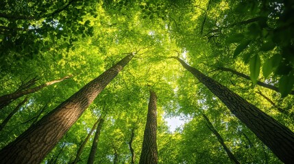 Wall Mural - Lush Green Forest Canopy with Towering Trees