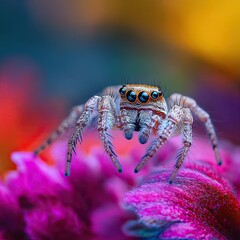 Wall Mural - Spider isolated on colorful background