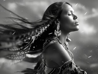 Wall Mural - Strength in Native American Portrait