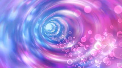 Wall Mural - vibrant abstract swirl of pink and blue with floating bubbles