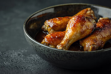 Wall Mural - Chicken drumsticks with honey sauce, Asian cooked chicken on the table