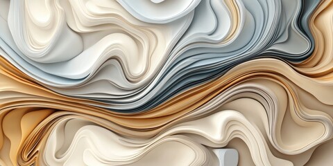 Poster - 3D rendering of an abstract art painting in beige and grey tones
