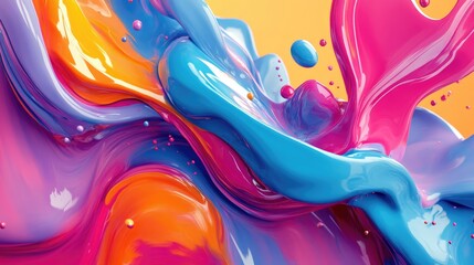 Poster - Abstraction paint in a 3D cartoon rendering