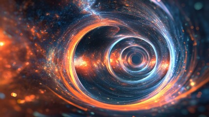 Poster - Abstract background of space portals in a 3D cartoon rendering