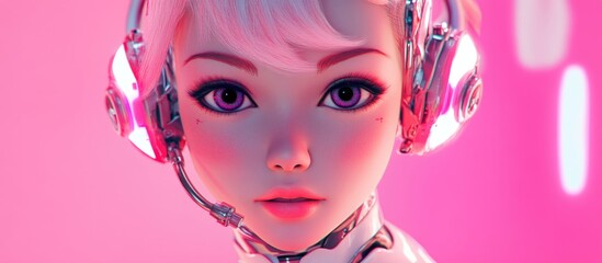 Aufkleber - Digital 3D illustration featuring a fembot in a cartoon rendering style