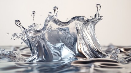 Poster - Silver splash in a 3D illustration and rendering