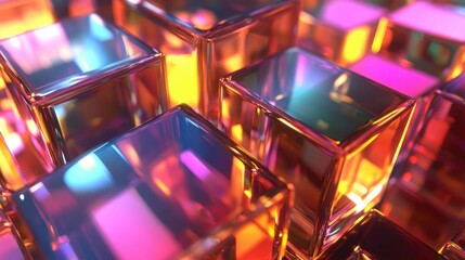 Poster - Glossy light effects on three dimensional cubes