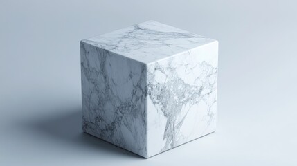 Poster - Isolated empty cube display for advertising purposes featuring a marble texture in a 3D rendering style