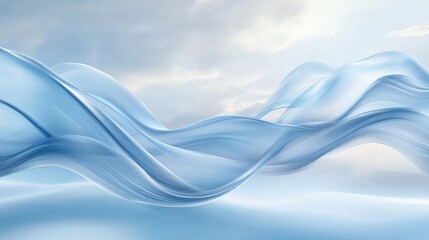 Poster - Smooth flowing blue waves against an abstract sky background