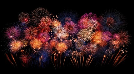 Poster - Vibrant display of explosive fireworks illuminating the night sky