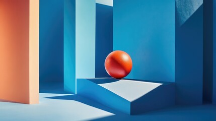 Poster - Geometric form set against a blue backdrop