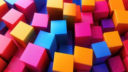 Poster - Vibrant abstract background featuring stunning colorful cubes in a minimalistic 3D design