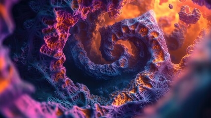 Poster - Vibrant and intricate fractal design Abstract shapes in a mesmerizing 3D rendering perfect for backgrounds or wallpapers