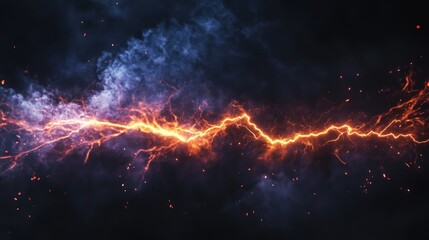 Poster - Isolated visual effect of an electrical lightning strike on a dark background