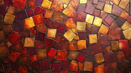 Poster - Vibrant abstract mosaic background in shades of brown with a glossy finish
