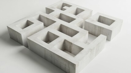 Poster - Large 3D concrete maze design on a white backdrop