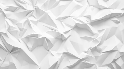 Poster - White abstract backdrop featuring a low poly design and crumpled paper texture in a 3D representation