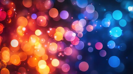 Poster - Vibrant multicolored bokeh circles create a stunning abstract background filled with dynamic particles