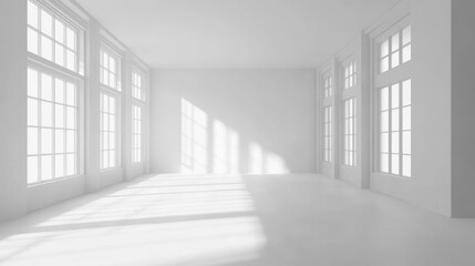 Poster - Empty Interior Room with White Background 3D Render Illustration