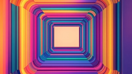 Poster - Vibrant abstract pattern in a rectangular frame featuring a blank area in the center