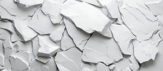 Leinwandbilder - White stone wall fragments with rough broken edges showcasing debris slabs suitable for product display background 3D rendering