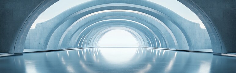 Poster - Futuristic architectural background featuring an arched interior in 3D render