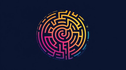 Maze Game Logo Featuring Labyrinth Design with Entry and Exit Concept of Finding the Way Out with a Focus on Transportation and Logistics Abstract Background and Business Path Illustration