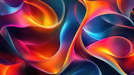 Canvas Print - Vibrant digital backdrop featuring interwoven curved forms Illustration