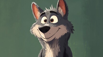 Poster - Friendly cartoon wolf character