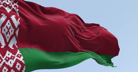 Wall Mural - National flag of Belarus waving in the wind on a clear day